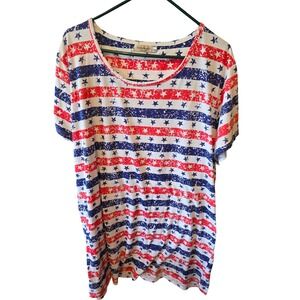Enjoynight Plus Size Pajama Dress 2XL 3XL Patriotic 4th of July Stars Stripes